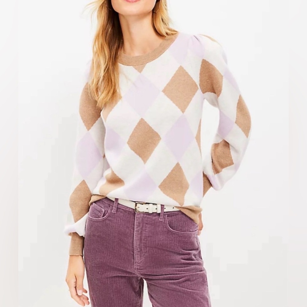2/$30 Argyle Sweater with Balloon Sleeves